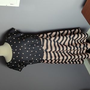 Black and Pink Dress Striped Polkadot